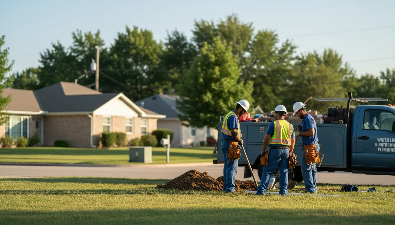 Residential water line and bathroom plumbing service in Okarche, OK